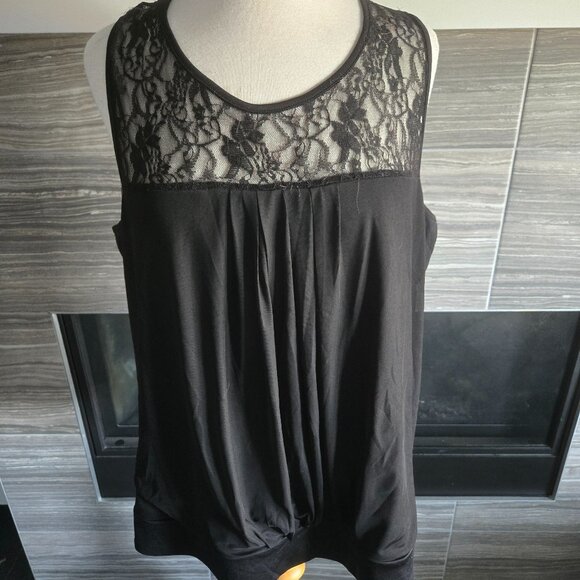 Warehouse One Black Lace Sleeveless Top – Size XXL - Picture 1 of 2